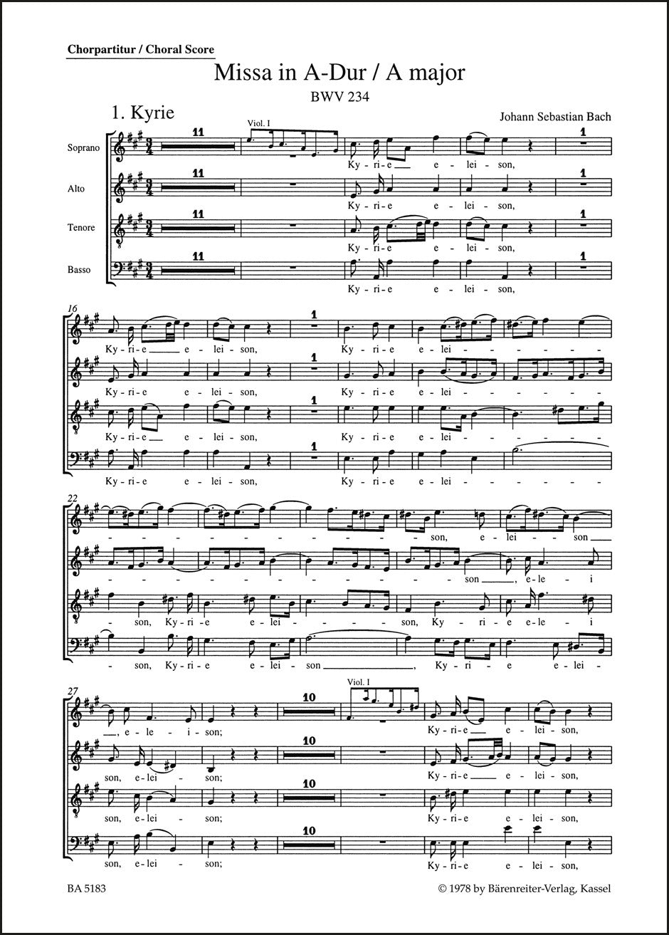 合唱／バッハ：ミサ曲 イ長調 BWV 234（10冊セット）