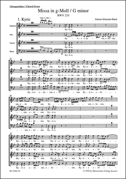 合唱／バッハ：ミサ曲 ト短調 BWV 235（10冊セット）