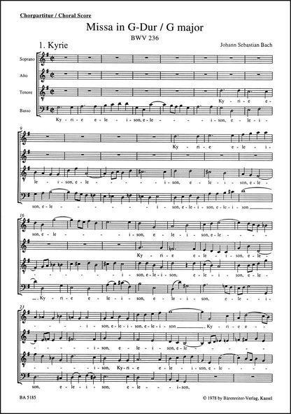 合唱／バッハ：ミサ曲ト長調 BWV 236「ルター派ミサ曲」（10冊セット）