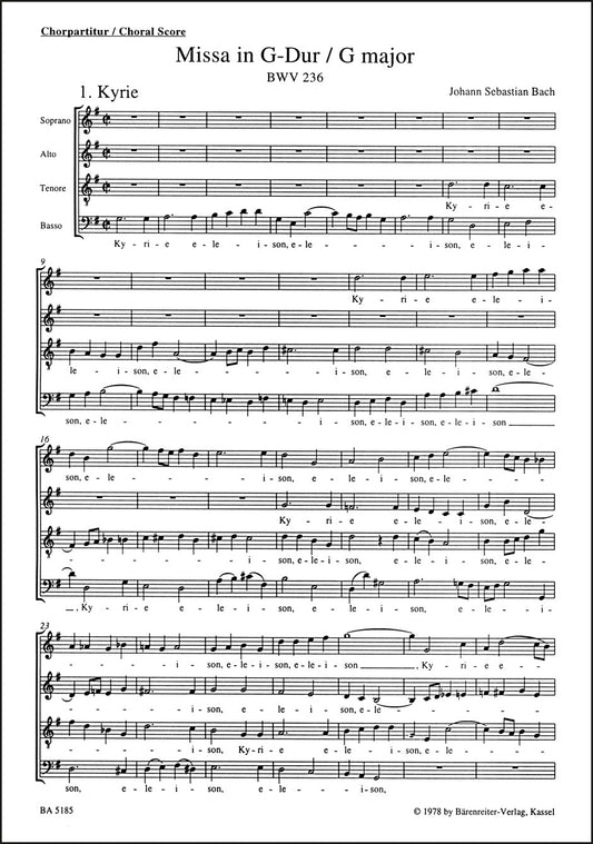 合唱／バッハ：ミサ曲ト長調 BWV 236「ルター派ミサ曲」（10冊セット）