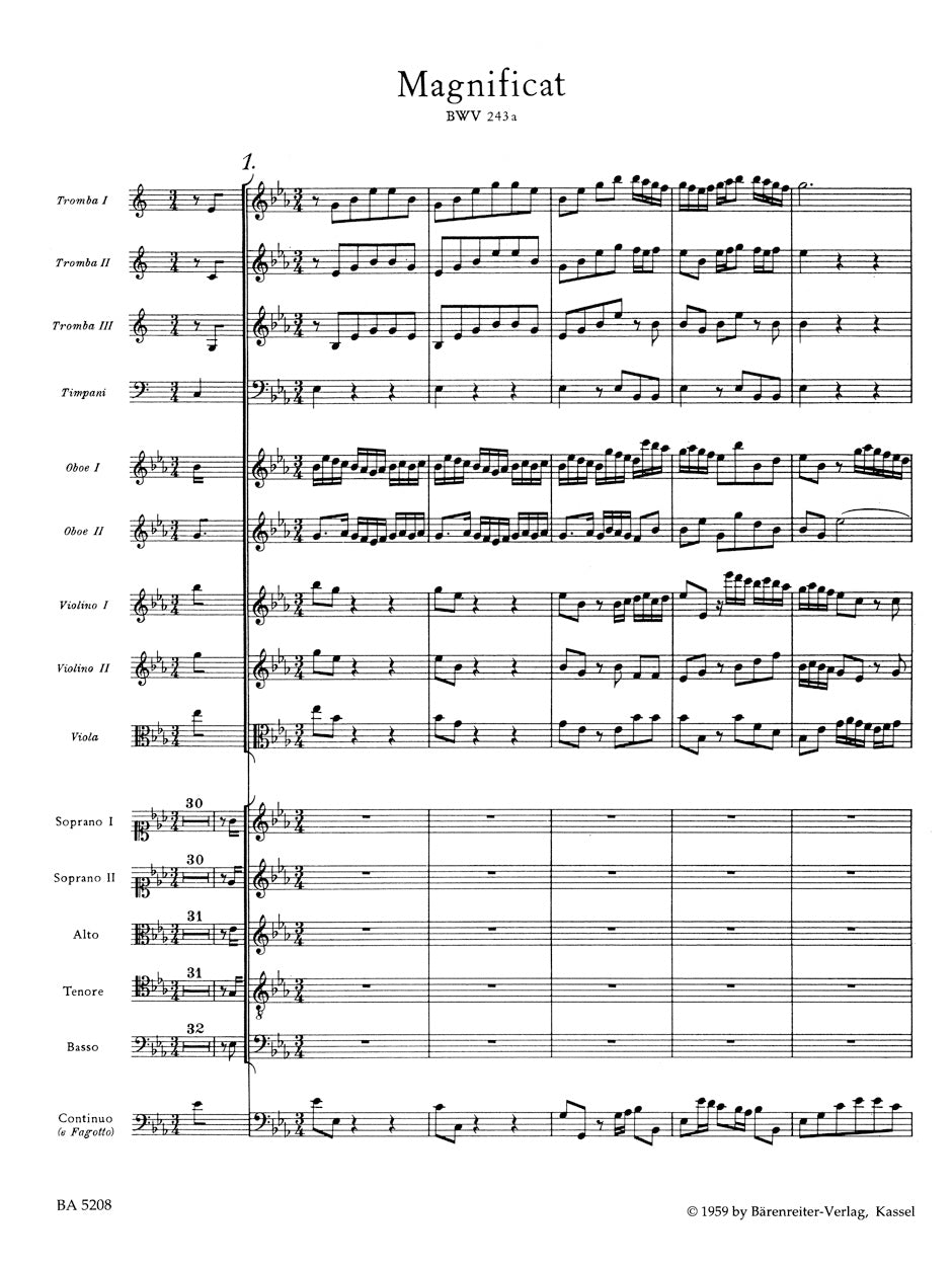 合唱／バッハ：マニフィカト 変ホ長調 BWV 243a