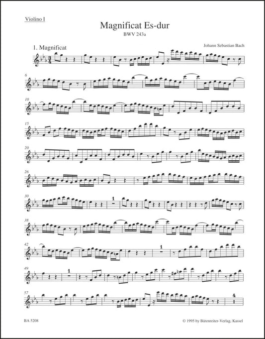 バッハ：マニフィカト 変ホ長調 BWV 243a（ヴァイオリンパート譜）（3冊セット）