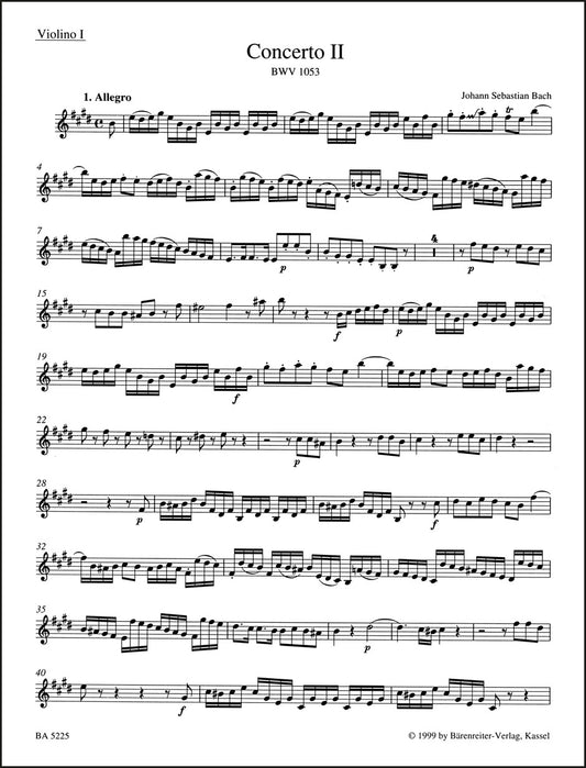 バッハ：チェンバロと弦楽のための協奏曲第2番 ホ長調 BWV 1053（ヴァイオリンパート譜）