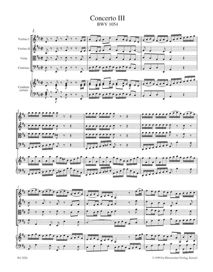 ピアノ／バッハ：チェンバロと弦楽のための協奏曲 第3番 ニ長調 BWV 1054