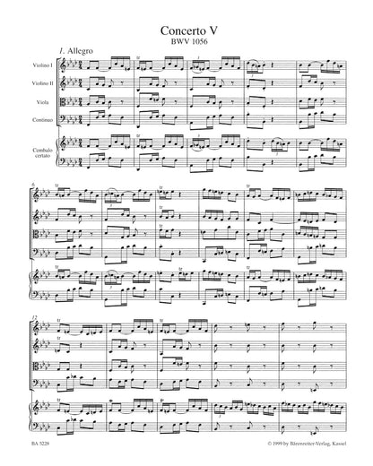 ピアノ／バッハ：チェンバロと弦楽のための協奏曲 第5番 ヘ短調 BWV 1056