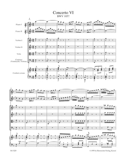 ピアノ／バッハ：チェンバロ協奏曲第6番 ヘ長調 BWV 1057（2本のリコーダーと弦楽のための）