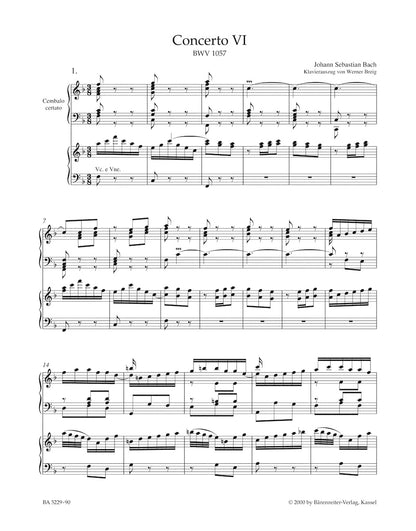 バッハ：チェンバロ協奏曲 第6番 ヘ長調 BWV 1057（2本のリコーダーと弦楽のための）