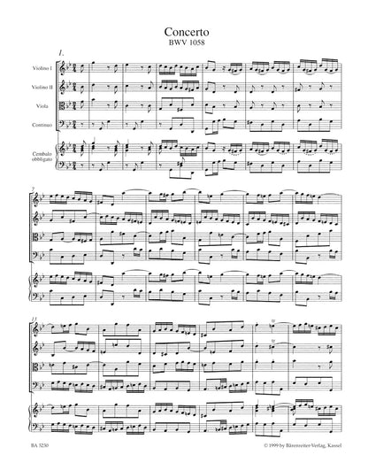 ピアノ／バッハ：チェンバロと弦楽のための協奏曲 ト短調 BWV 1058