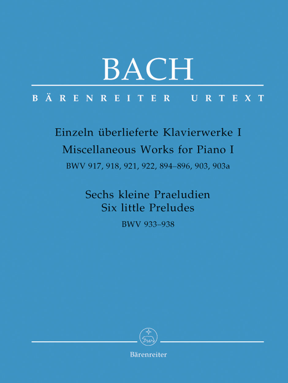 ピアノ／バッハ：クラヴィーアのためのその他の作品集 I BWV 917, 918, 921, 922, 894-896, 903, 903a