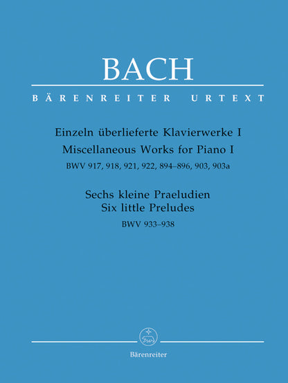 ピアノ／バッハ：クラヴィーアのためのその他の作品集 I BWV 917, 918, 921, 922, 894-896, 903, 903a