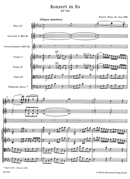 ホルン／モーツァルト：ホルン協奏曲第4番 変ホ長調 K. 495