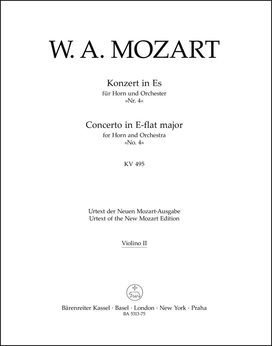 モーツァルト：ホルン協奏曲第4番 変ホ長調 K. 495（ヴァイオリンパート譜）（3冊セット）
