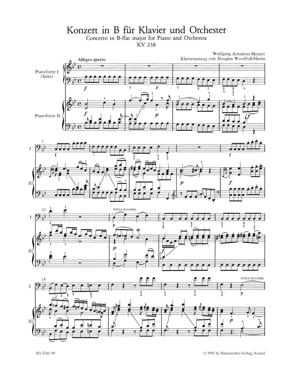 ピアノ／モーツァルト：ピアノ協奏曲第6番 変ロ長調 K. 238