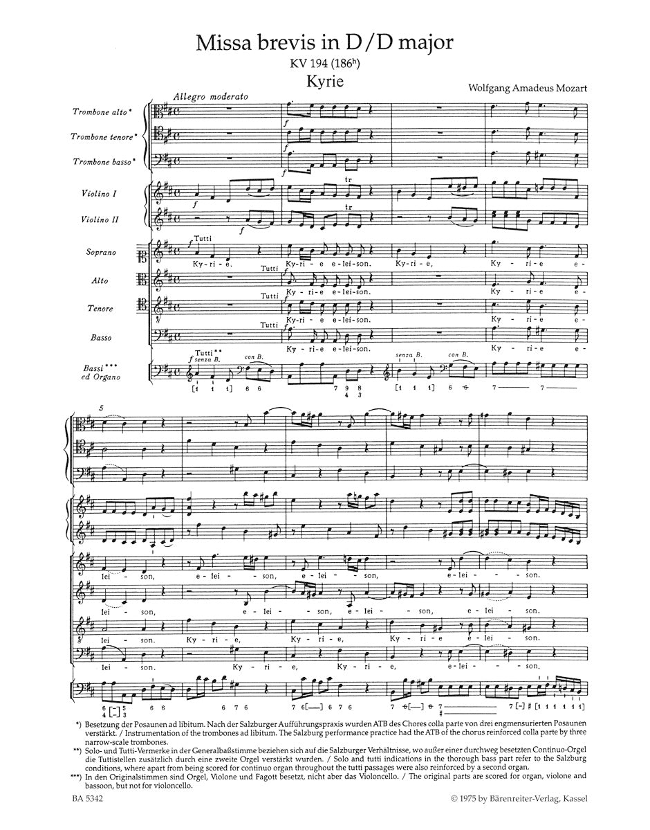 合唱／モーツァルト：ミサ・ブレヴィス ニ長調 K. 194 (186h)