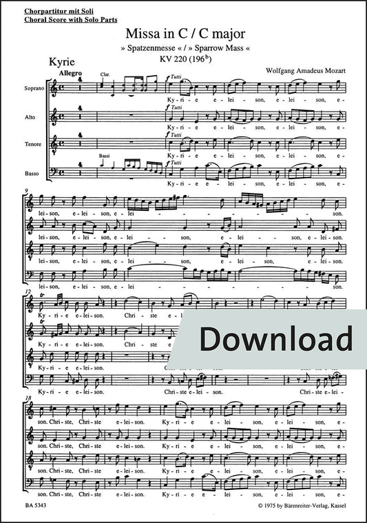 合唱／モーツァルト：ミサ曲 ハ長調 K. 220 (196b) 「すずめミサ」（10冊セット）【デジタル版】