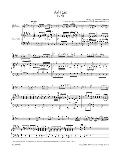 ヴァイオリン／モーツァルト：ヴァイオリンとオーケストラのための単一楽章集 K. 261, 269 (261a), 373