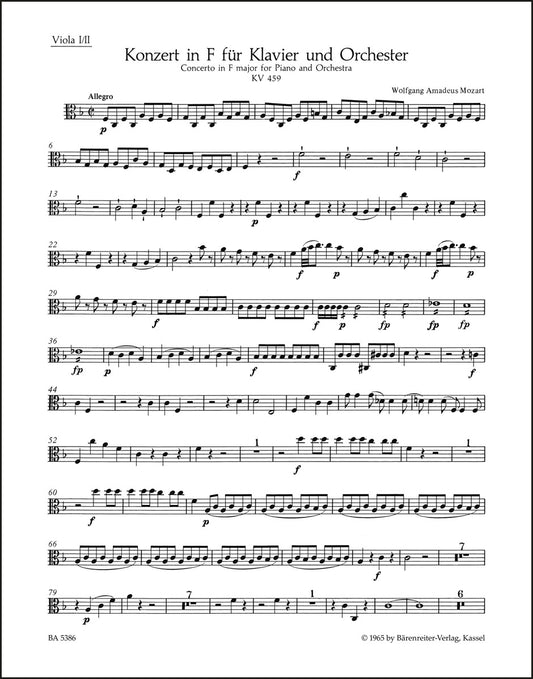 モーツァルト：ピアノ協奏曲第19番 ヘ長調 K. 459（ヴィオラパート譜）（2冊セット）