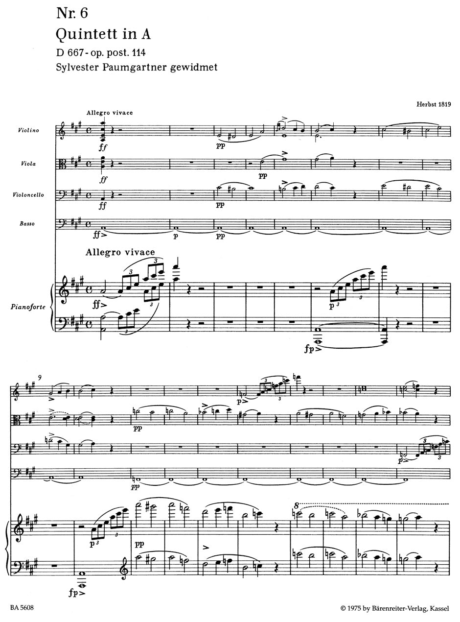 アンサンブル六重奏以上〜／シューベルト：ピアノ五重奏曲 イ長調 作品後114 D 667「ます」