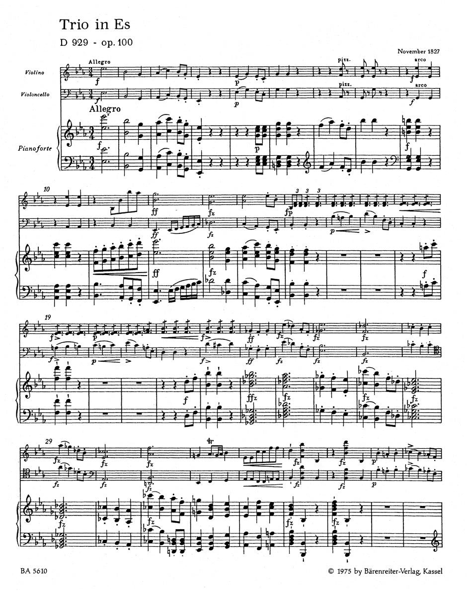アンサンブル四重奏／シューベルト：ピアノ三重奏曲 変ホ長調 作品100 D.929