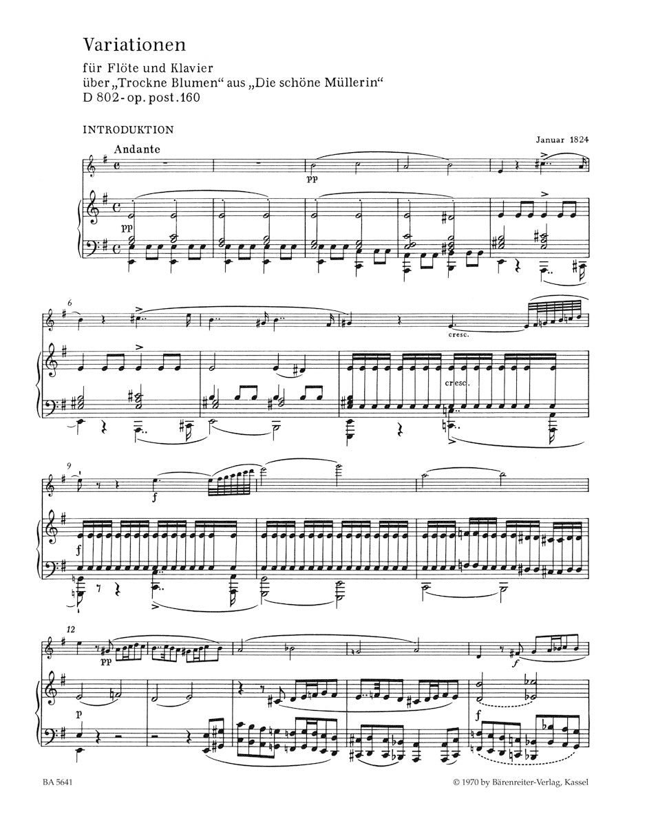 フルート／シューベルト：フルートとピアノのための「しぼめる花」による変奏曲 op. post.160 D 802