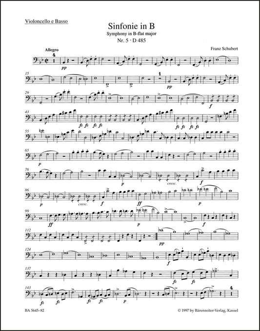 シューベルト：交響曲第6番 ハ長調 D 589（チェロパート譜）（4冊セット）