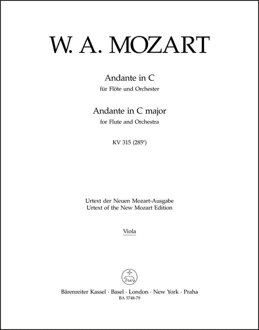 モーツァルト：フルートと管弦楽のためのアンダンテ ハ長調 K. 315 (285e)（ヴィオラパート譜）（2冊セット）