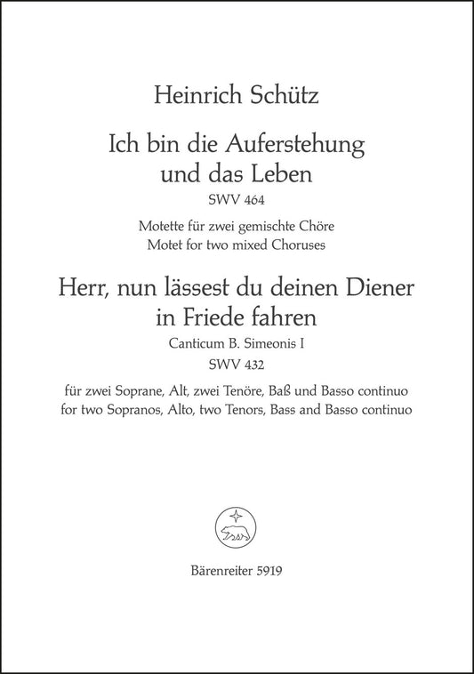 合唱／シュッツ：われは復活なり、また命なり－主よ、今こそ汝の僕を安らかに去らせたまわん（10冊セット）