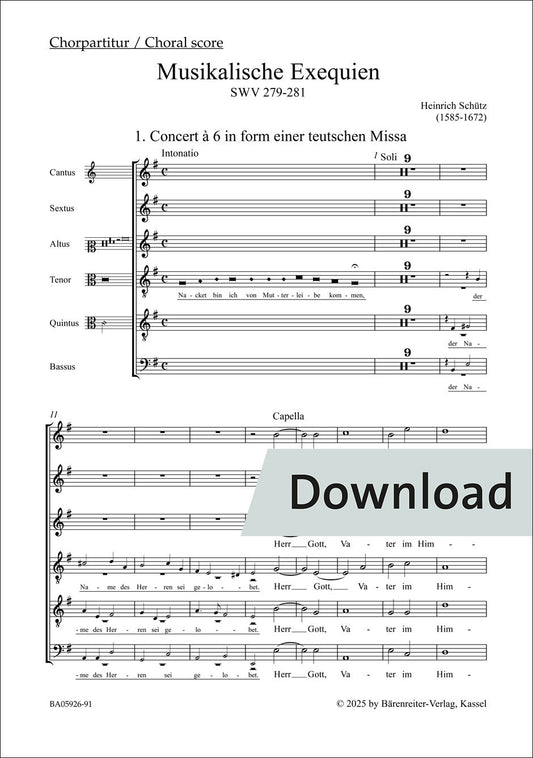 合唱／シュッツ：音楽による葬送礼拝 SWV 279-281（10冊セット）【デジタル版】