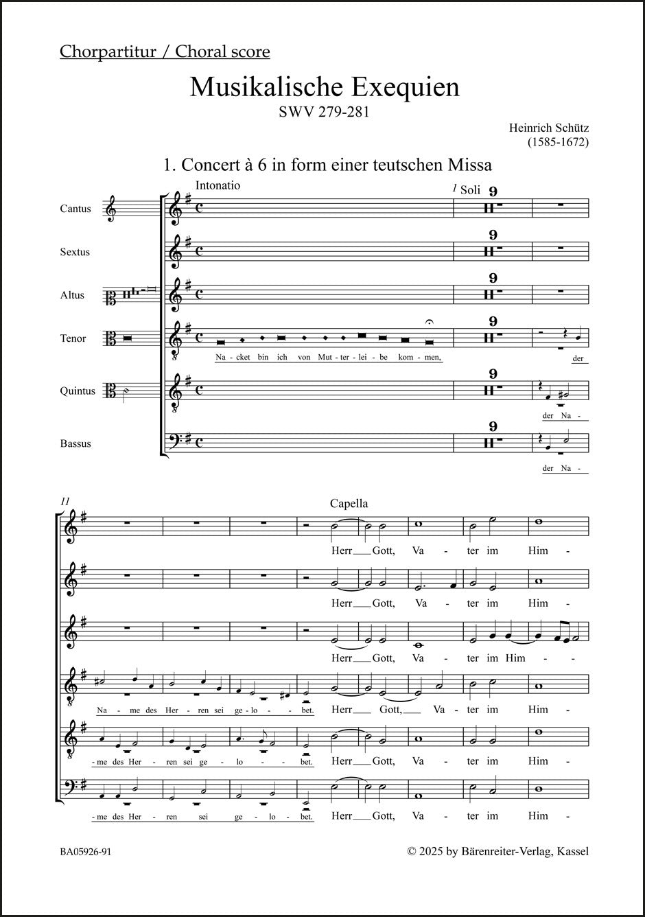 合唱／シュッツ：音楽による葬送礼拝 SWV 279-281（10冊セット）