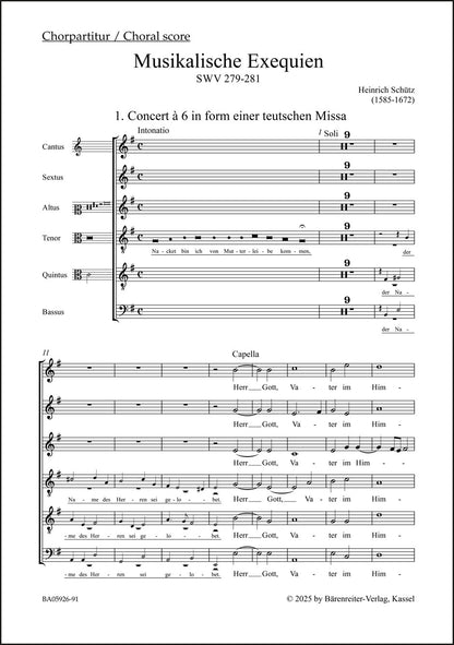 合唱／シュッツ：音楽による葬送礼拝 SWV 279-281（10冊セット）