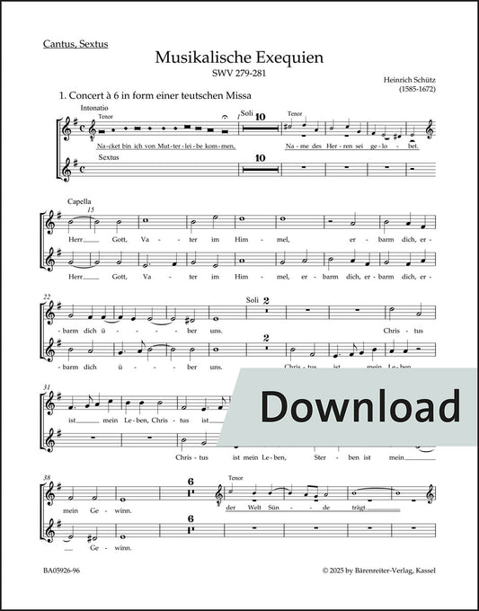 シュッツ：ムジカーレ・エクセクイエン SWV 279-281（パート譜）【デジタル版】