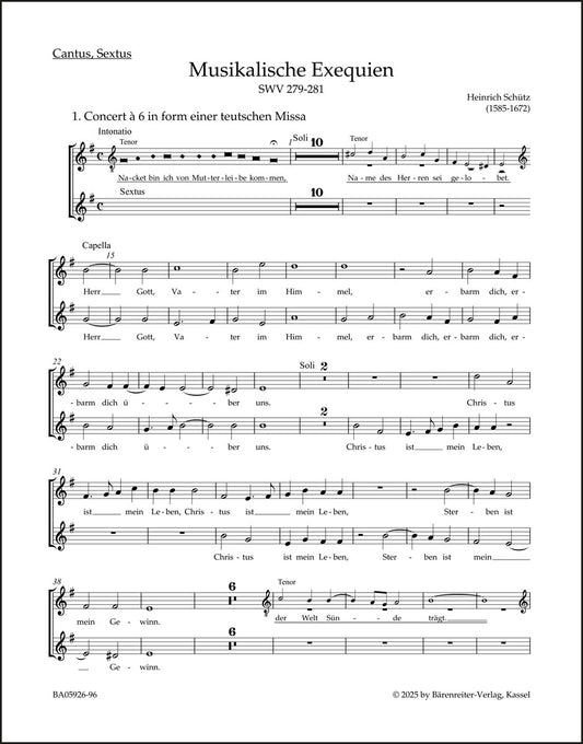 シュッツ：ムジカーレ・エクセクイエン SWV 279-281（パート譜）