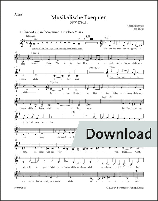 シュッツ：ムジカーリシェ・エクセクヴィエン SWV 279-281（パート譜）【デジタル版】