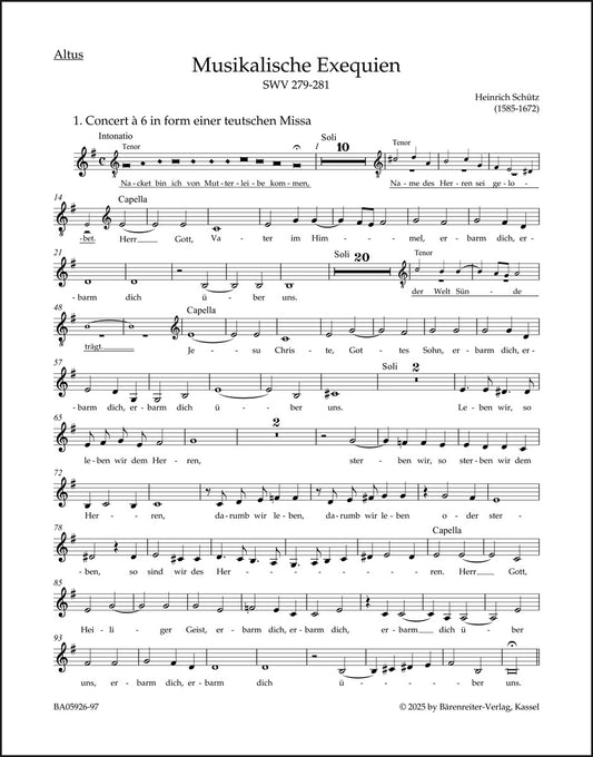 シュッツ：ムジカーリシェ・エクセクヴィエン SWV 279-281（パート譜）
