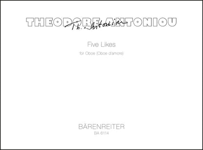 オーボエ／アントニウ：オーボエ独奏のための「Five Likes」（オーボエ・ダモーレ）（1969）