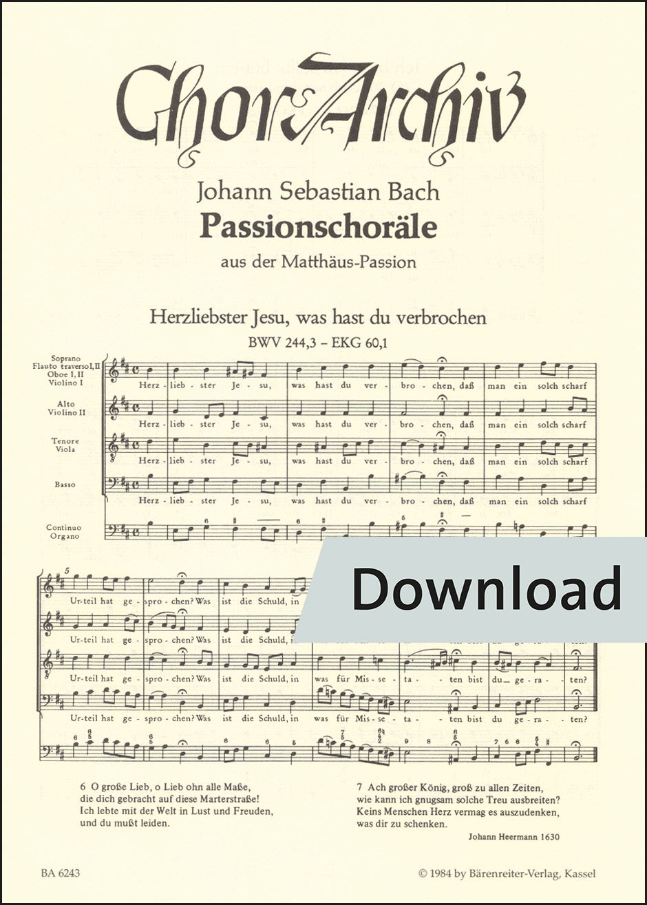 合唱／バッハ：受難コラール集 BWV 244（10冊セット）【デジタル版】