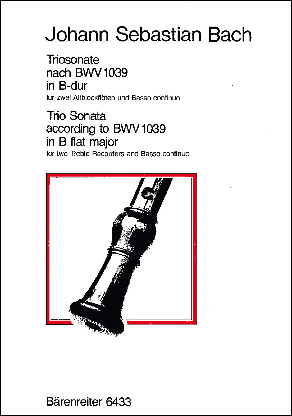 ピアノ／バッハ：2本のリコーダーと通奏低音のためのトリオ・ソナタ 変ロ長調（原曲ト長調）BWV 1039