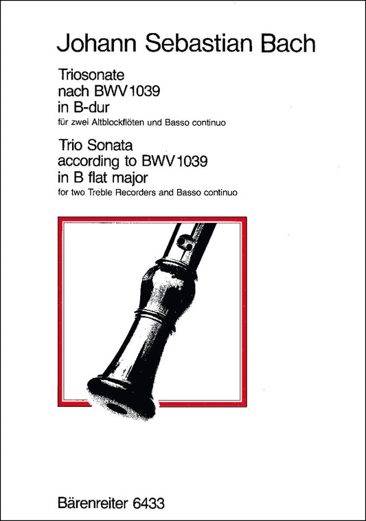 ピアノ／バッハ：2本のリコーダーと通奏低音のためのトリオ・ソナタ 変ロ長調（原曲ト長調）BWV 1039