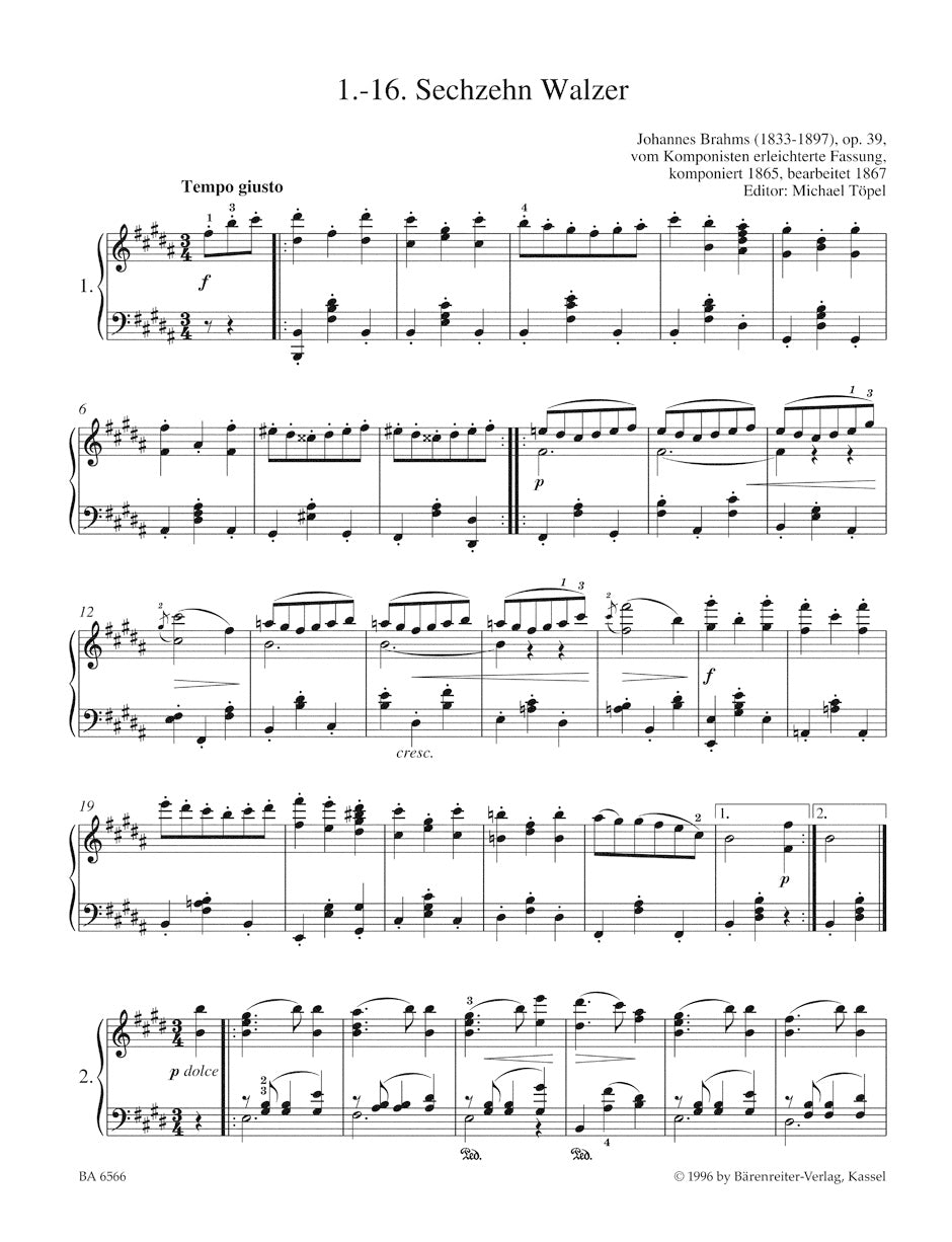 ピアノ／ブラームス：やさしいピアノ小品と舞曲集