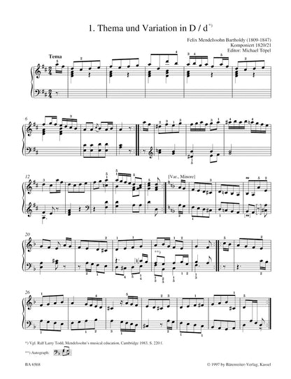 ピアノ／メンデルスゾーン：易しいピアノ小品と舞曲