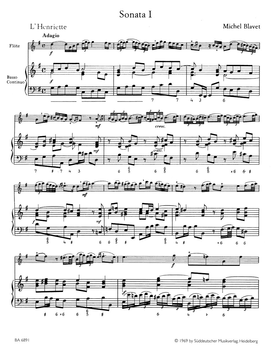 フルート／ブラヴェ：フルートと通奏低音のための6つのソナタ 作品2