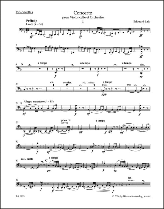 ラロ：チェロと管弦楽のための協奏曲 ニ短調（チェロパート譜）（2冊セット）