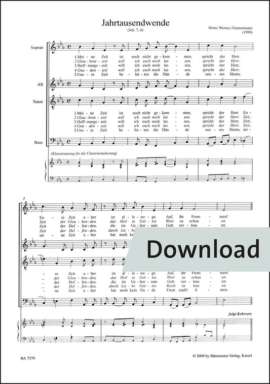 ハインツ・ヴェルナー・ツィンマーマン：千年紀の変わり目(1999) – 合唱パート譜(SATB)【デジタル版】