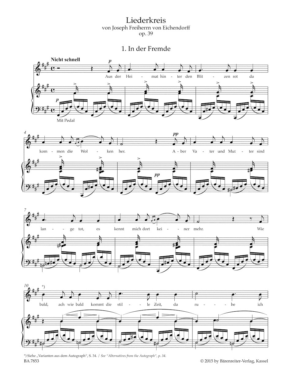 声楽／シューマン：リーダークライス 作品39