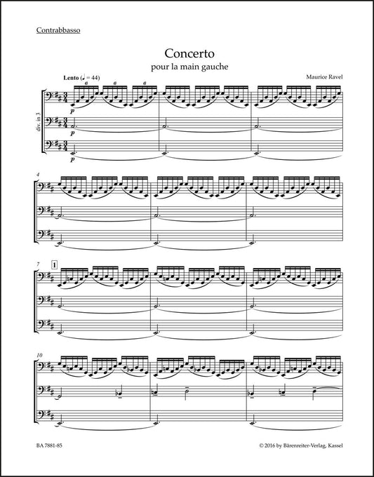 ラヴェル：左手のためのピアノ協奏曲（コントラバスパート譜）（2冊セット）