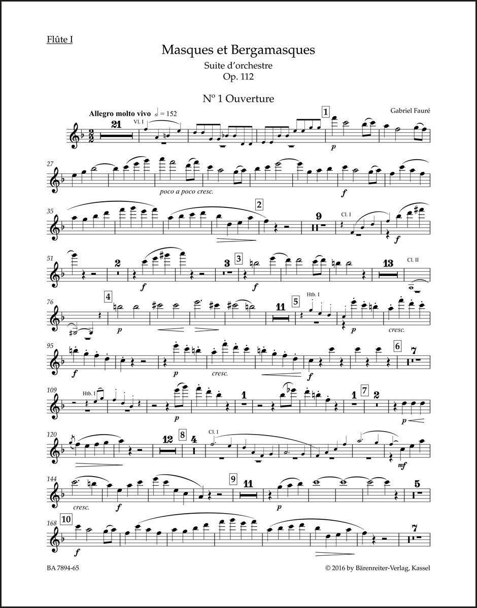 フォーレ：仮面とベルガマスク 組曲 op. 112 N 185b