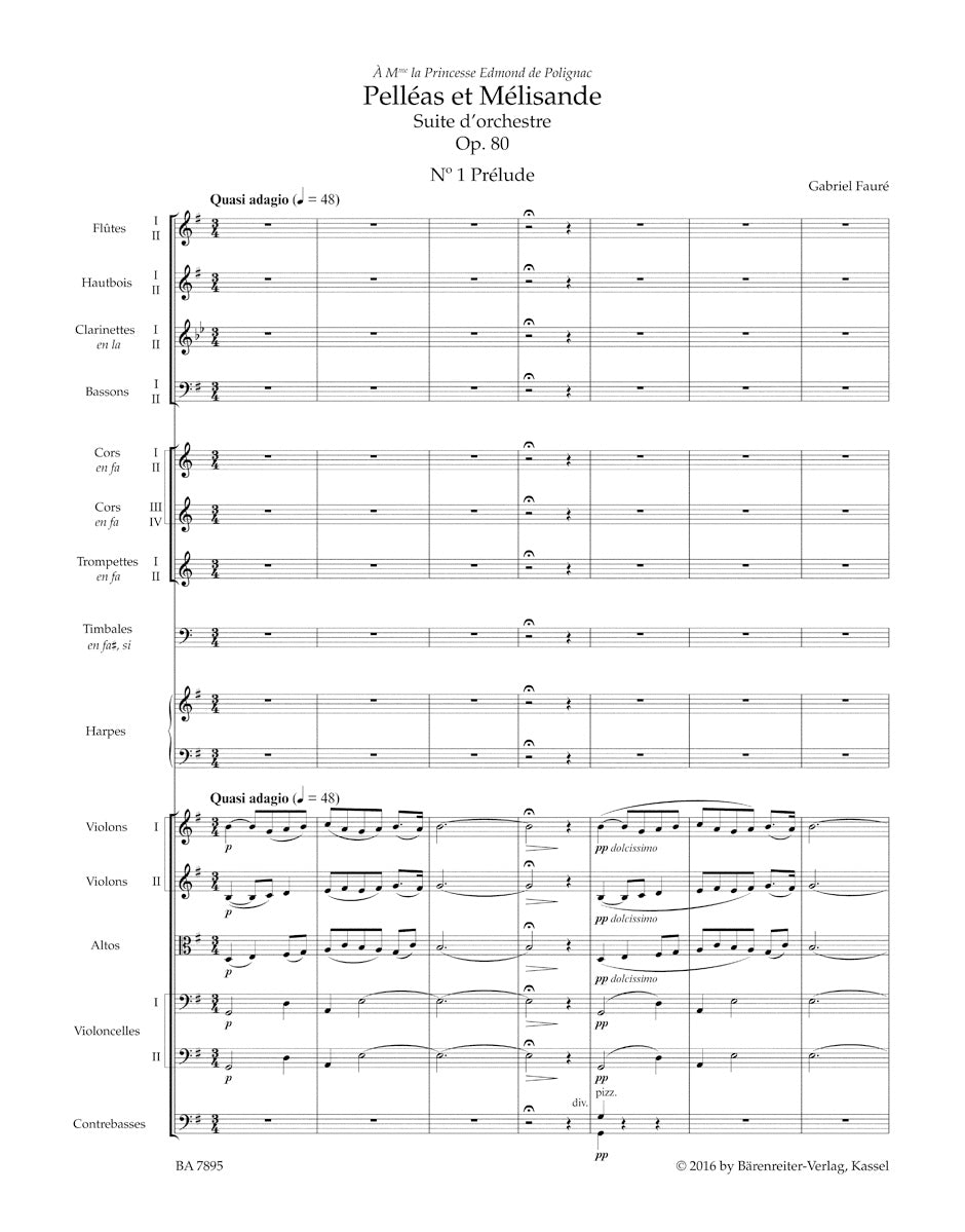 スコア／フォーレ：組曲「ペレアスとメリザンド」op. 80