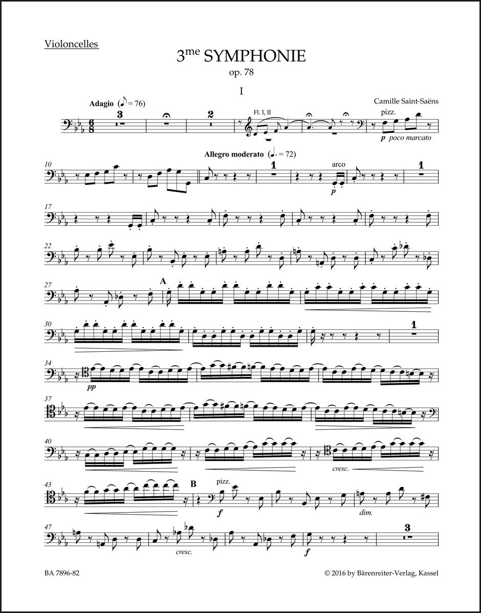 サン=サーンス：交響曲 第3番 ハ短調 op. 78（チェロパート譜）（2冊セット）