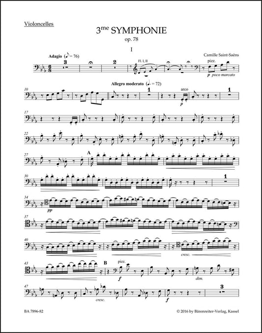 サン=サーンス：交響曲 第3番 ハ短調 op. 78（チェロパート譜）（2冊セット）