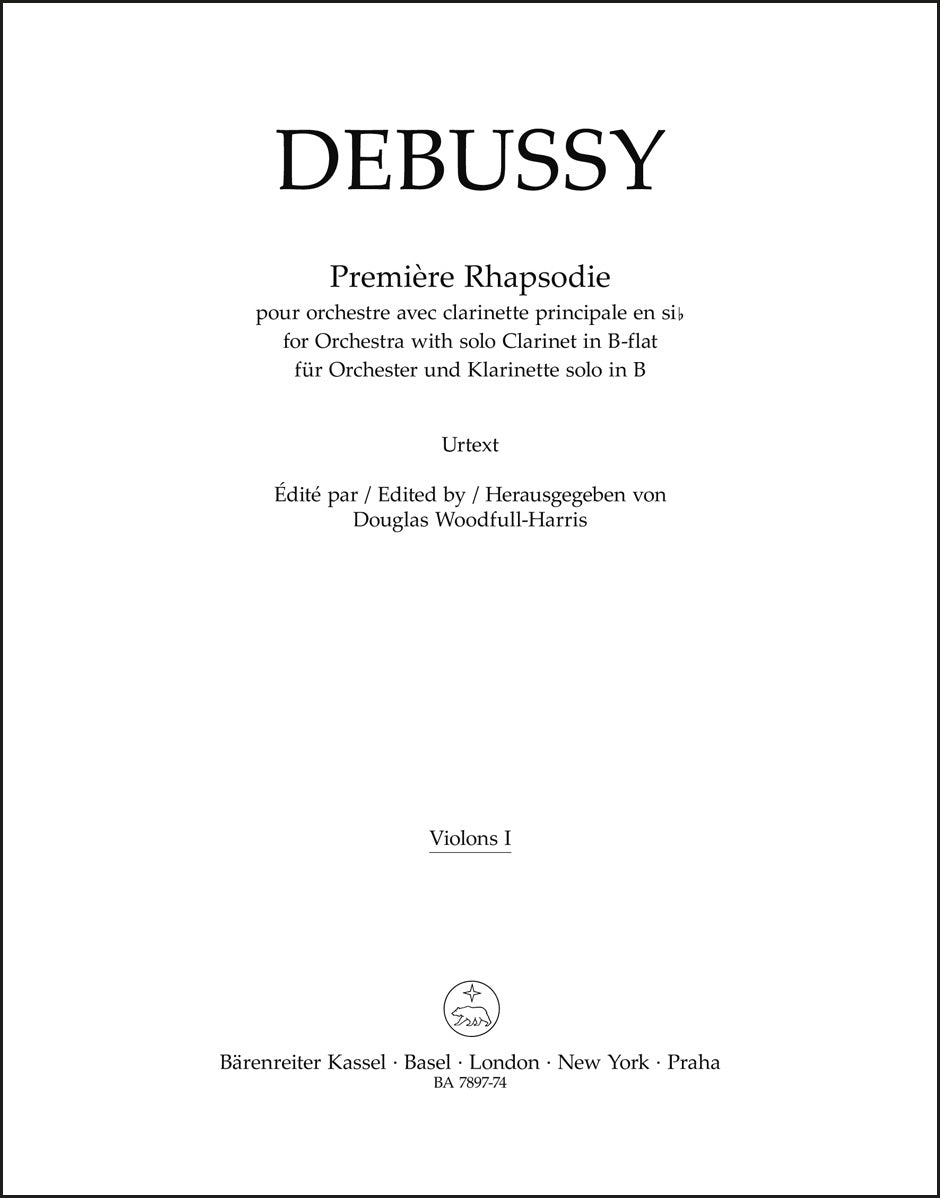 ドビュッシー：クラリネットとオーケストラのための第1狂詩曲 第1ヴァイオリン・パート譜（ヴァイオリンパート譜）（4冊セット）